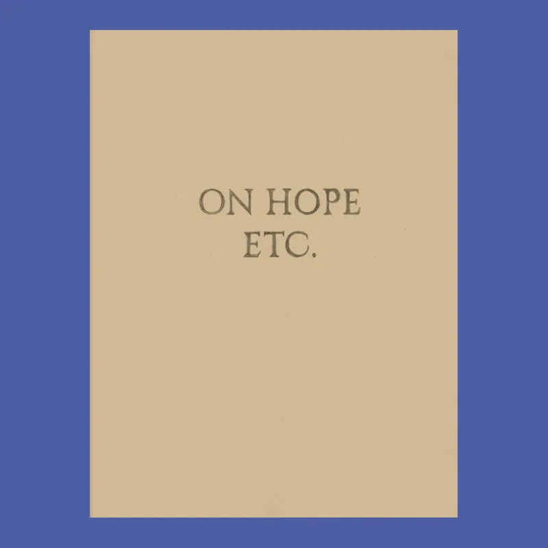 Beste Prijs Elke Andreas Boon: On Hope Etc.