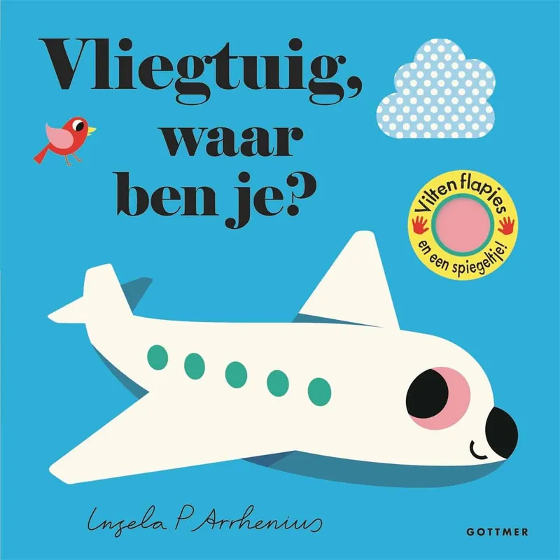 Vliegtuig, waar ben je? (vilten flapjes en spiegel) Merkproduct