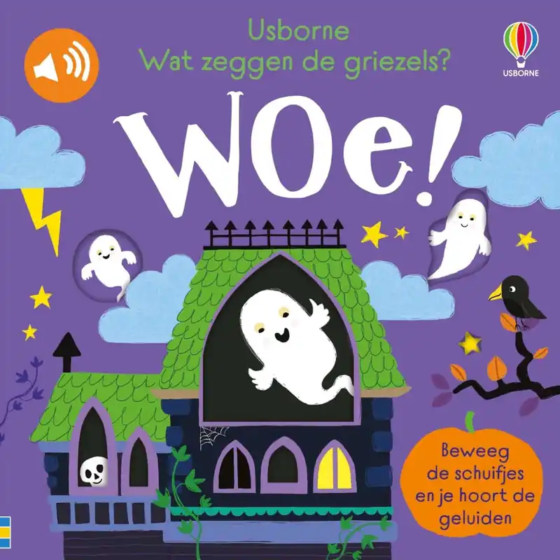 Aanbieding Usborne: Wat zeggen de griezels? Woe! (schuif en luister)