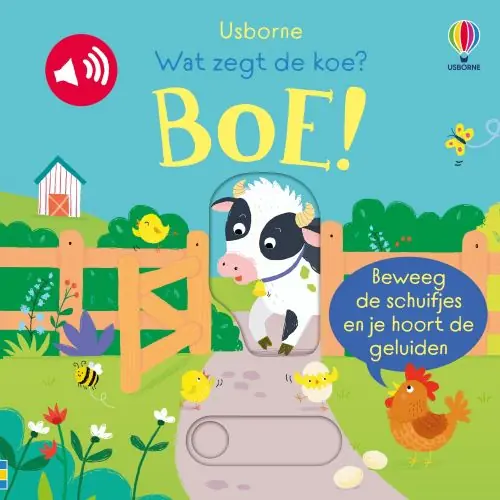 Actieprijs Usborne: Wat zegt de koe? Boe! (schuif en luister)