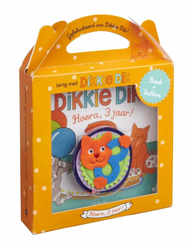 Dikkie Dik – Hoera, 3 jaar! (kartonboek incl. button) Populair
