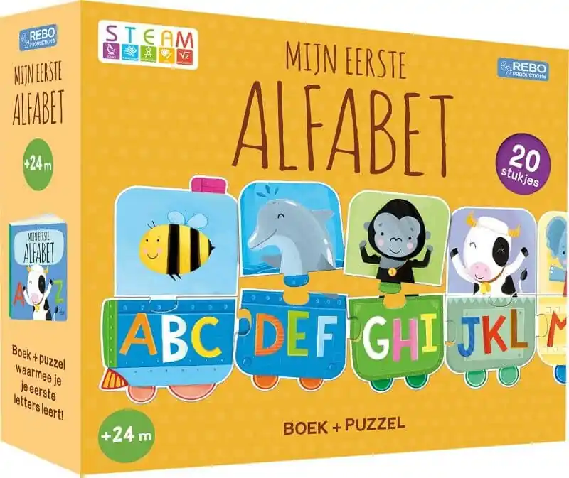 Puzzeltrein 20 stukjes en boek – Mijn eerste alfabet Nieuw