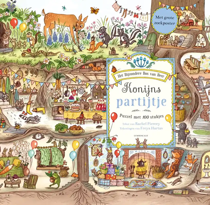Konijns partijtje (puzzel 100 stukjes en zoekposter) Finale Uitverkoop
