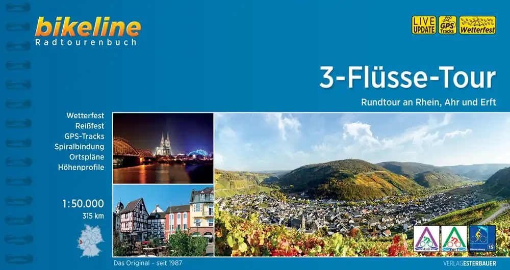 Fabrieksprijs Fietsgids Bikeline 3-Flüsse-Tour | Esterbauer (9783850008594)