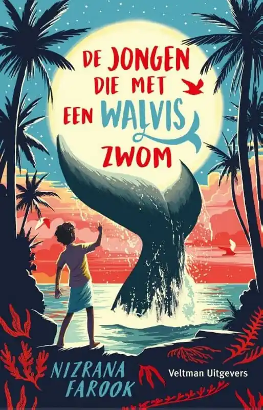 Premium De jongen die met een walvis zwom