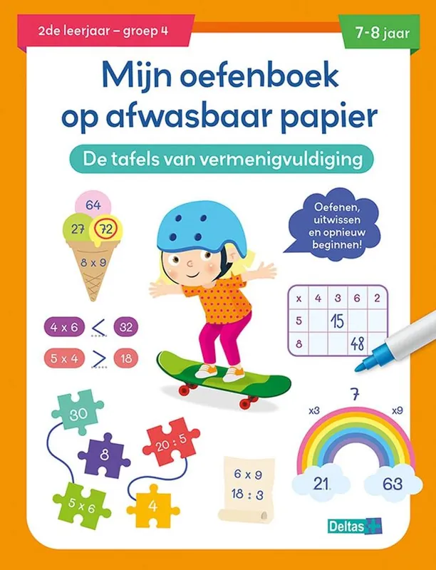 Bestseller Mijn oefenboek op afwasbaar papier De tafels van vermenigvuldiging 7-8 jaar / Druk 1